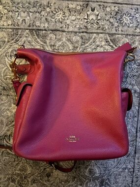 Coach Pebbled Leather Shoulder Bag in Raspberry Pink